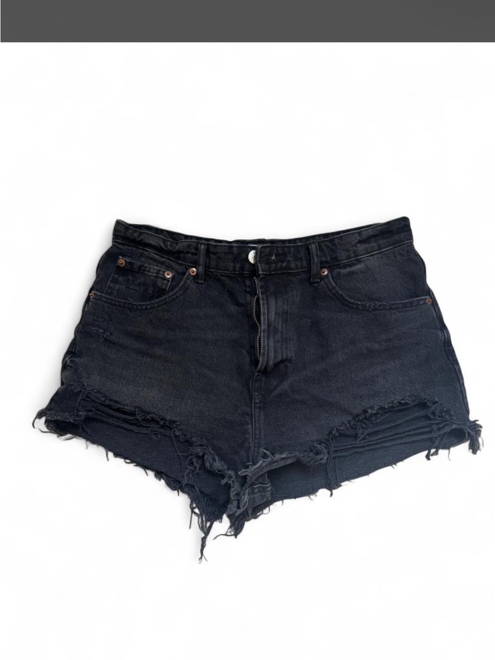 Zara Black Distressed Denim Cutoff Shorts